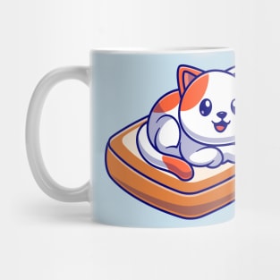 Cute Cat Lay On Bread Cartoon Mug